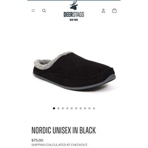 Deer Stags Nordic Slipperooz Black‎ Microsuede Faux Fur Slippers Mens 11 Unisex